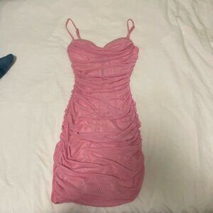 Windsor Pink Bodycon Pearl Sparkle Dress (Graduation, Homecoming, Party)